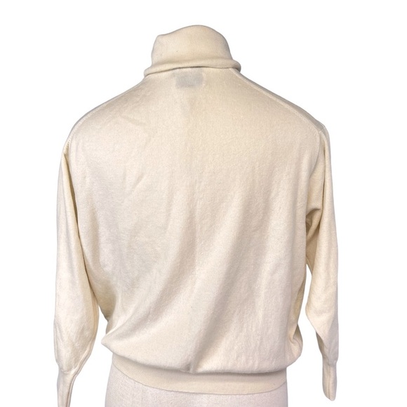 Burberrys Vintage Cropped Merino Wool Turtleneck Sweater Jumper Women M in Cream - Picture 3 of 7